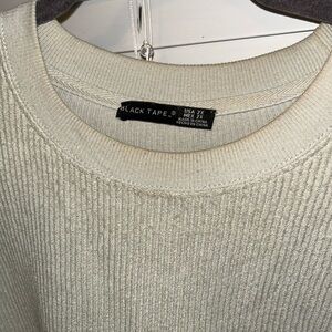 Black Tape Women's Ribbed Cream Crew Neck Sweater